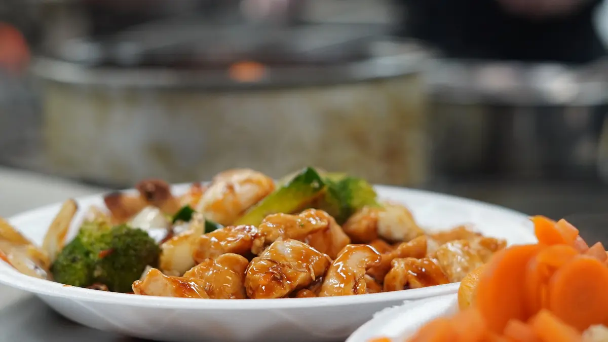 Fresh teriyaki plate with vegetables